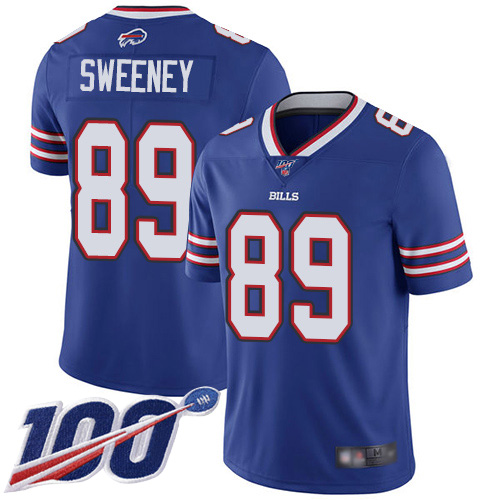 Men Buffalo Bills 89 Tommy Sweeney Royal Blue Team Color Vapor Untouchable Limited Player 100th Season NFL Jersey